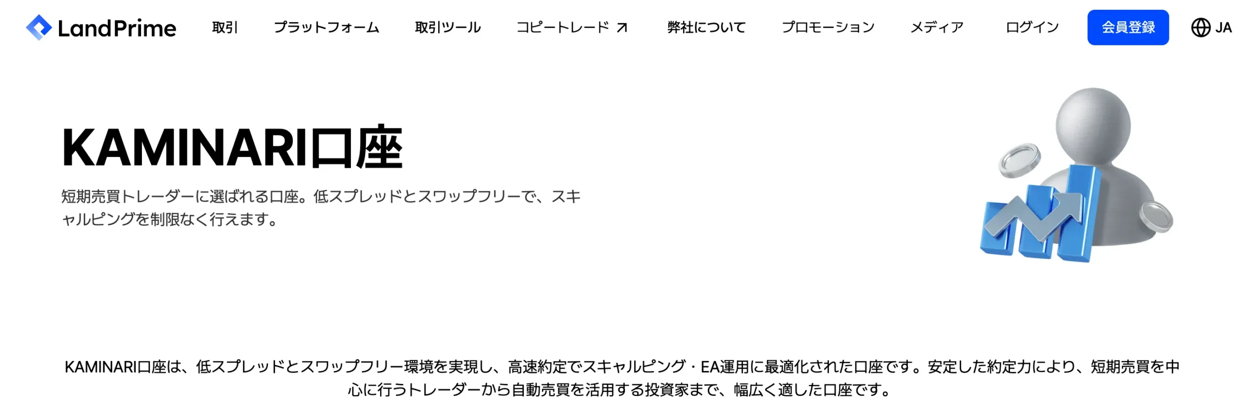 スプレッドが狭い海外FX口座5位はlandprimeのkaminari口座