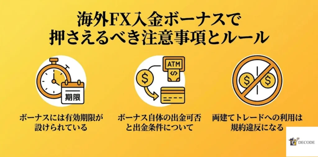 海外FX入金ボーナスで押さえるべき注意事項とルール