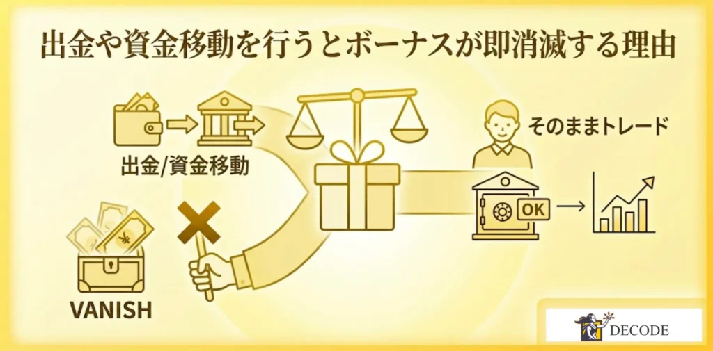出金や資金移動を行うとボーナスが即消滅する理由
