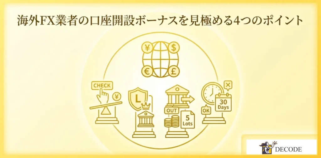 海外FX業者の口座開設ボーナスを見極める4つのポイント