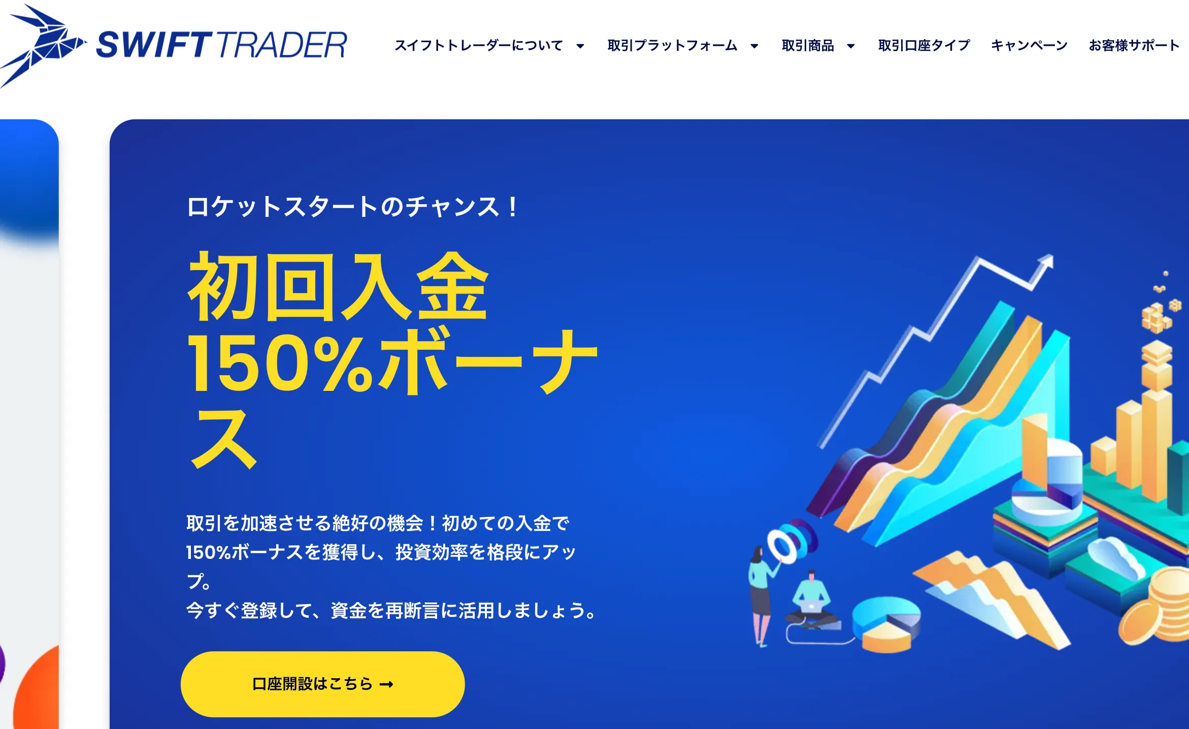 海外fx業者の入金ボーナス8位はswifttrader 150%＋50％