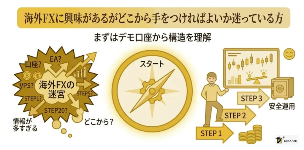 海外FXに興味があるがどこから手をつければよいか迷っている方