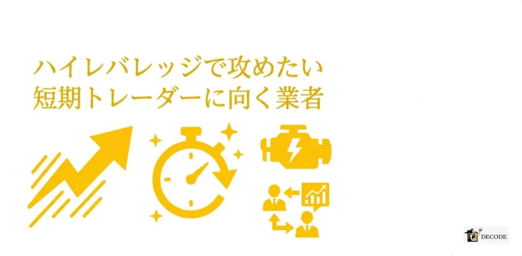 ハイレバレッジで攻めたい短期トレーダーに向く業者