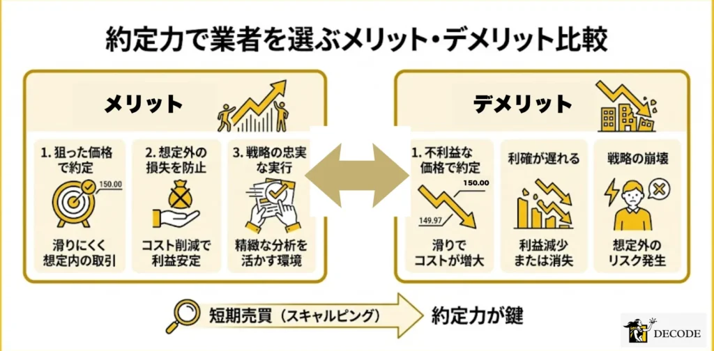 約定力で業者を選ぶ際のメリットとデメリットを比較