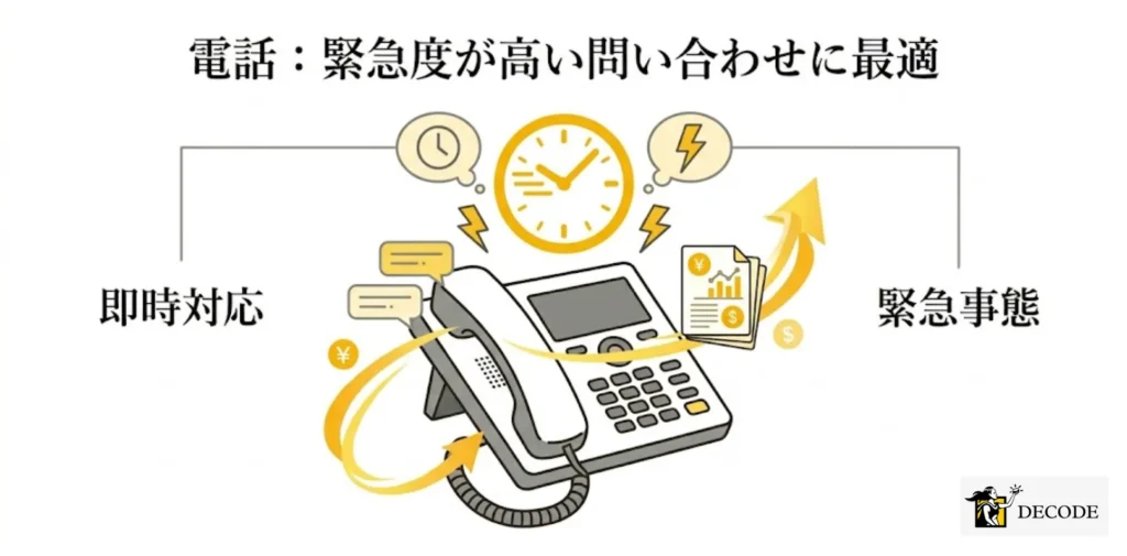 電話：緊急度が高い問い合わせに最適