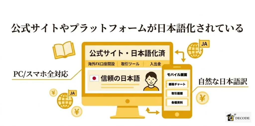 公式サイトやプラットフォームが日本語化されている