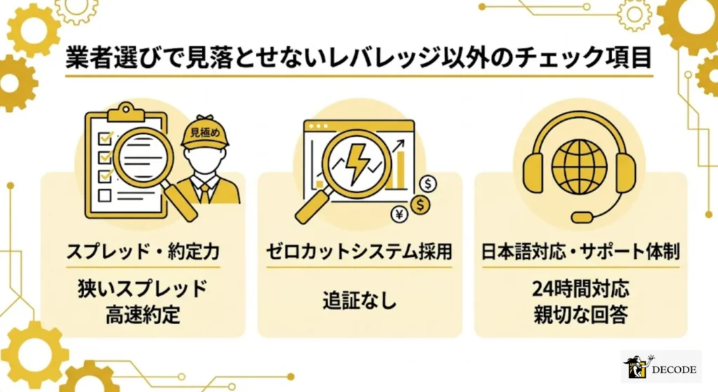 業者選びで見落とせないレバレッジ以外のチェック項目