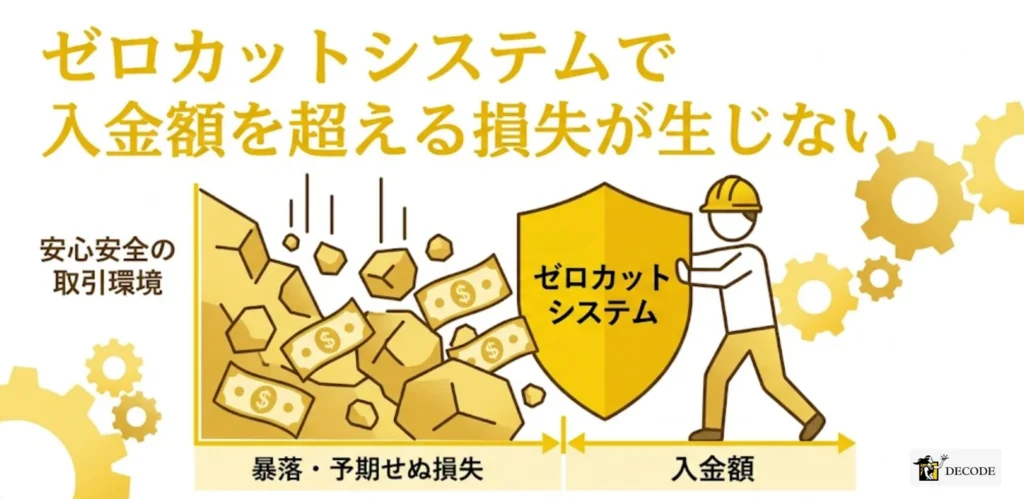 ゼロカットシステムで入金額を超える損失が生じない