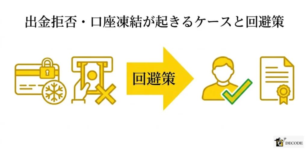 出金拒否・口座凍結が起きるケースと回避策