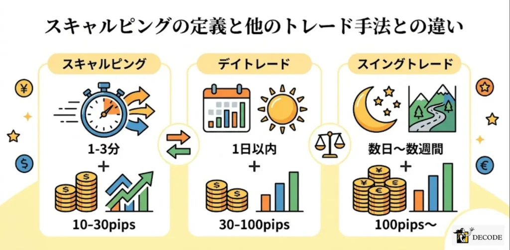 スキャルピングの定義と<br class="sp_">他のトレード手法との違い