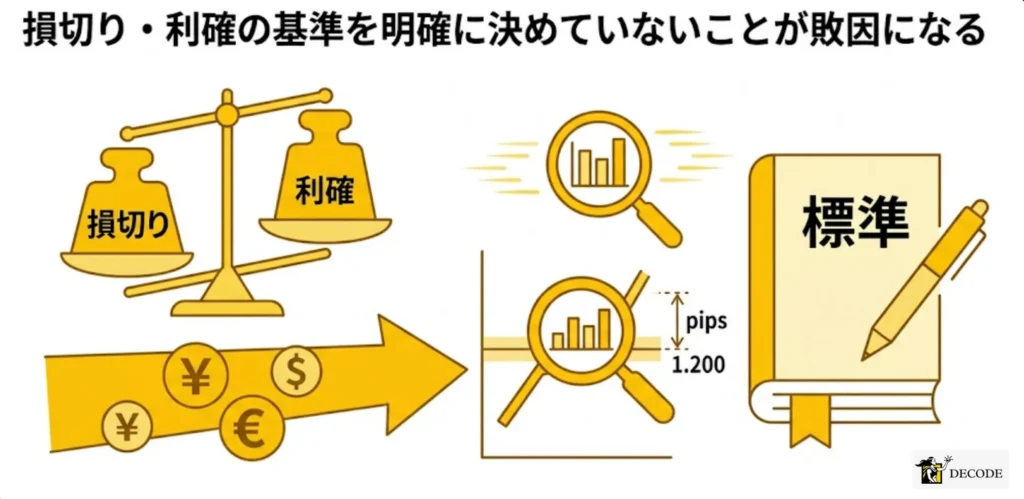 損切り・利確の基準を明確に決めていないことが敗因になる

