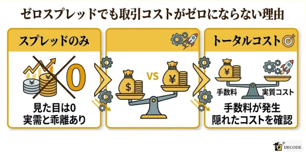 ゼロスプレッドでも取引コストがゼロにならない理由