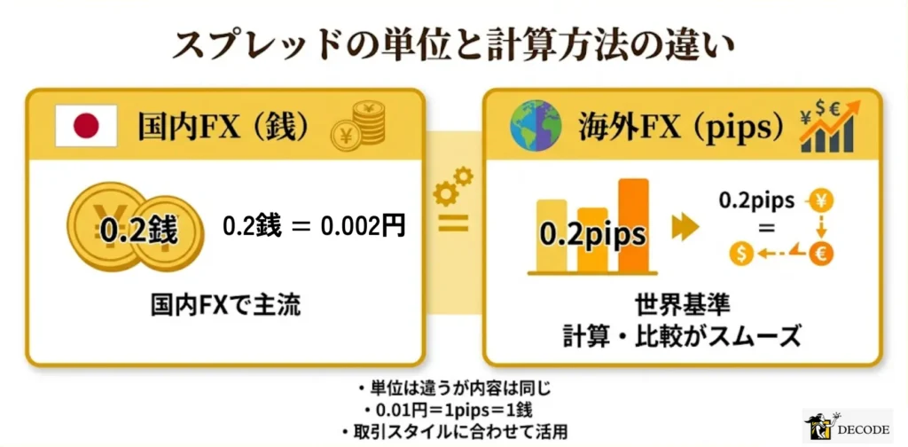 スプレッドの単位と計算方法の違い